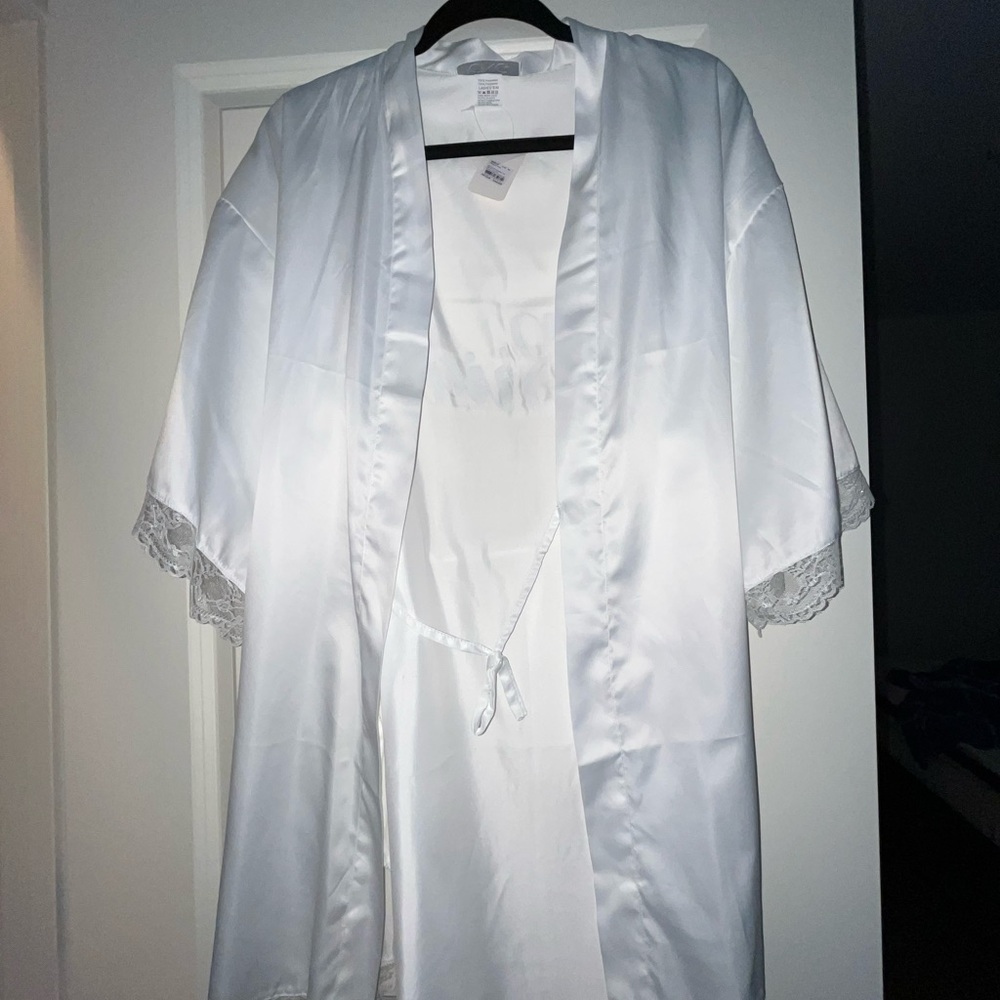White Satin Bride Robe - Picture 2 of 5